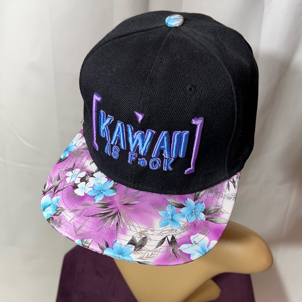 Kawaii As F*ck Floral Flat Bill SnapBack Hat Cap